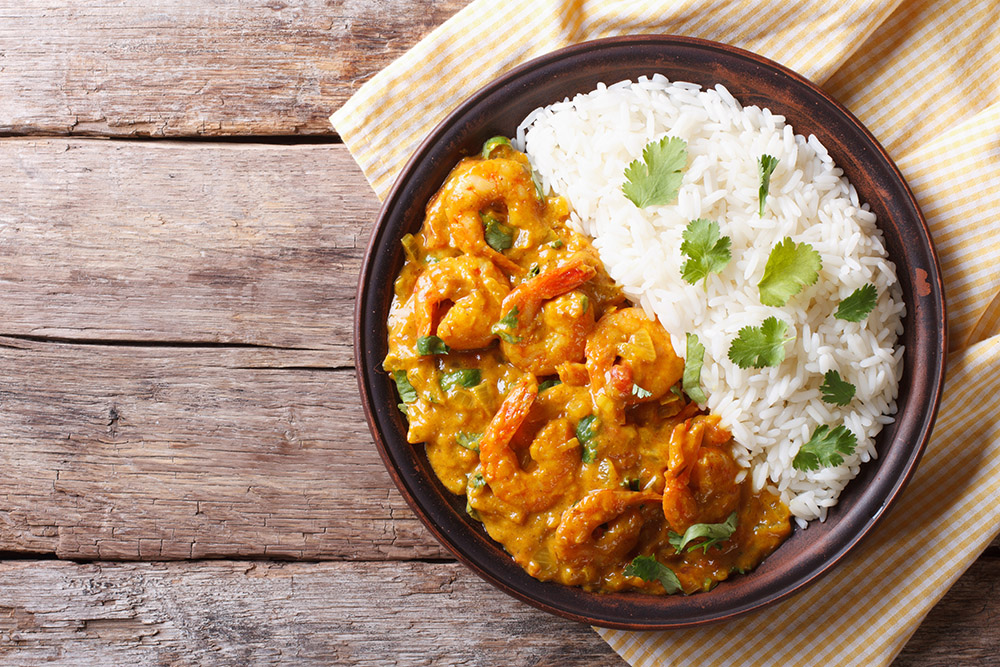 gamberi al curry