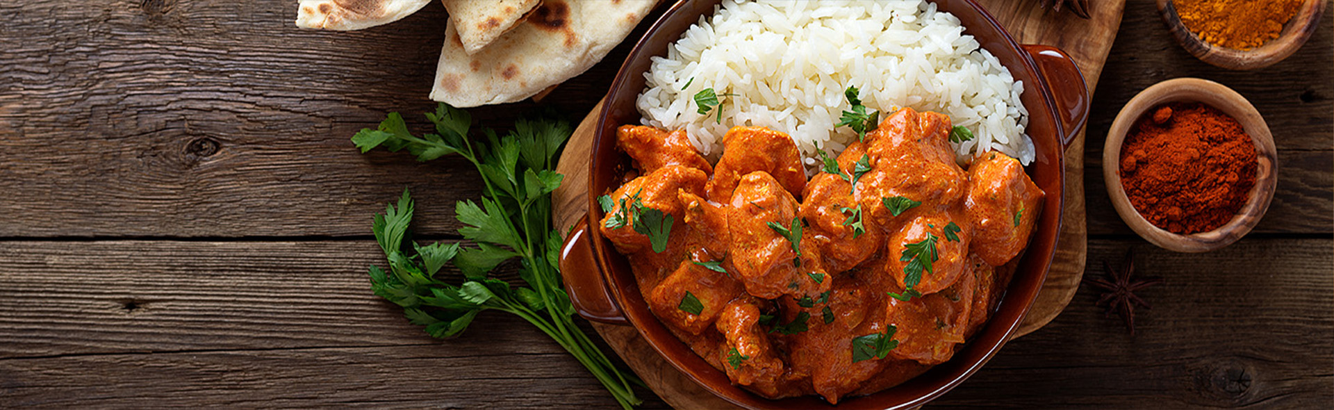 La salsa al curry per pollo, riso