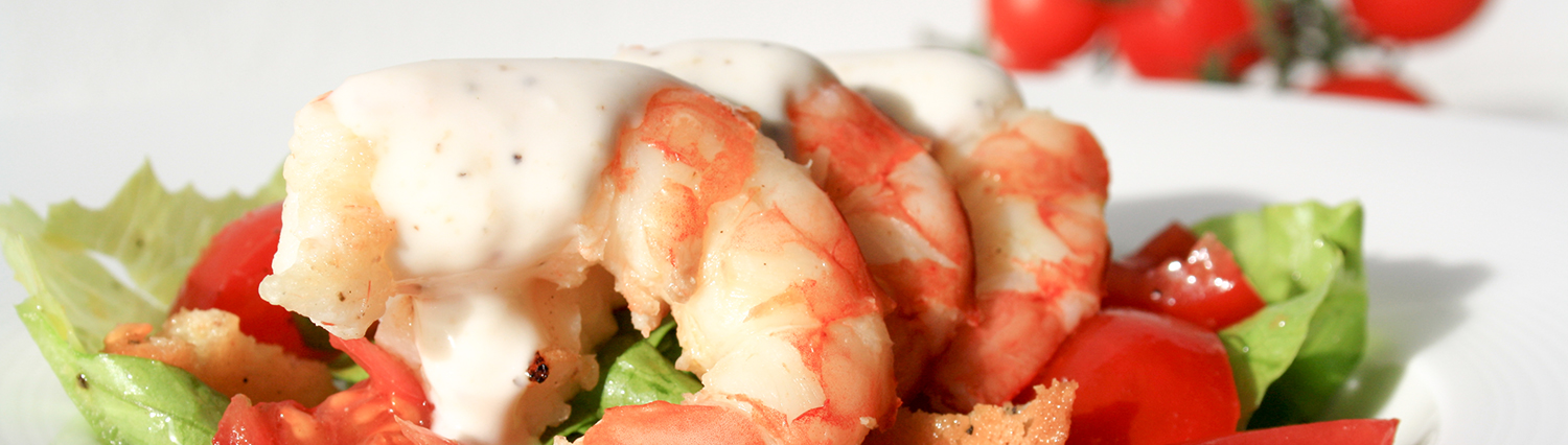 Caesar salad con gamberi