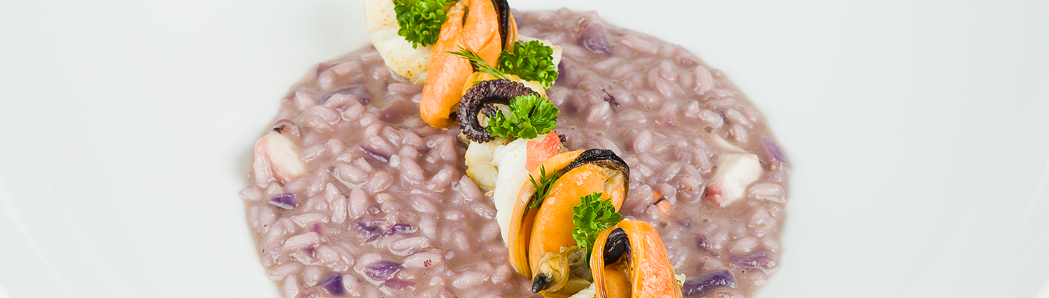 Risotto al cavolo nero con bouquet di pesce