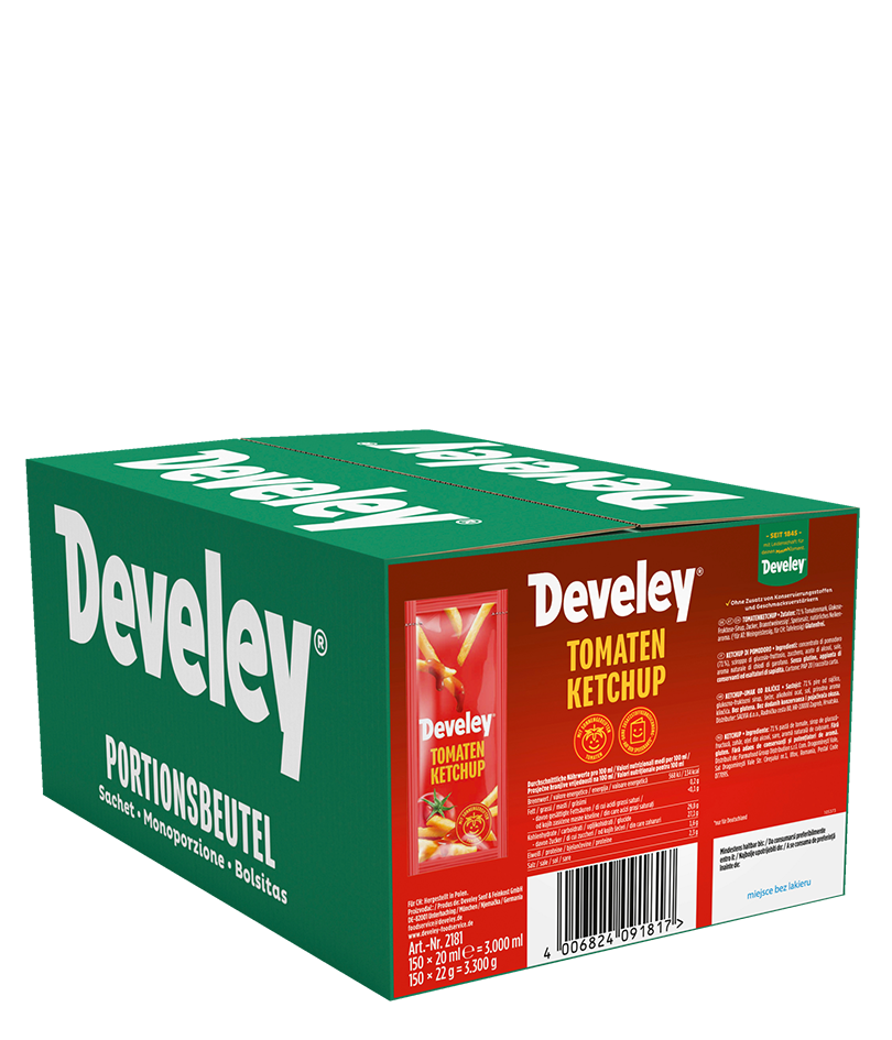 Develey Tomato Ketchup Our Original (500ml) - Bustina 150x20ml