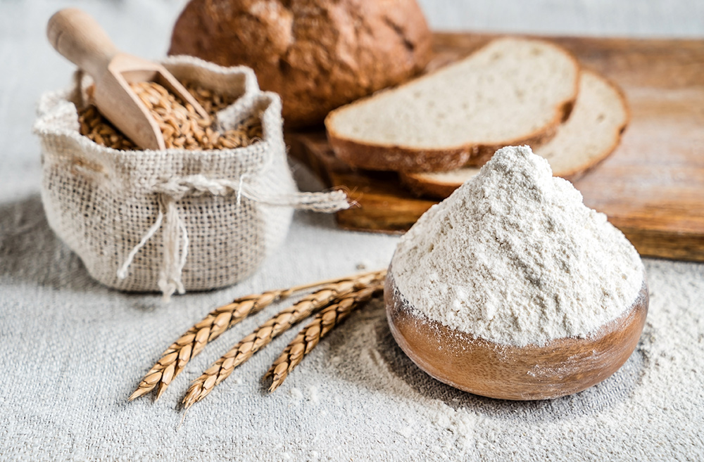 farina e pane con glutine